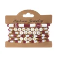 Maroon and white football themed beaded bracelet set with Game Day letter beads - Rugby Style (3#Rugby 1)
