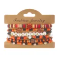 Colorful stackable basketball themed beaded bracelet set for sports fans on game day - Basketball Style (3#Basketball 1)