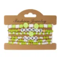 Set of 5 lime green and white tennis-themed beaded bracelets for Game Day party - Tennis Style (3#Tennis)