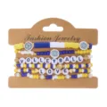 Volleyball themed multi-layer beaded bracelet set in blue, yellow and white colors - Volleyball Style (3#Volleyball)
