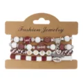 Sporty rugby theme beaded bracelet set for Game Day party featuring football charms and beads - Rugby Style (1#Rugby 1)