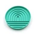 Durable teal circular silicone pet lick mat featuring a rainbow slow feeder pattern - Slow Feeder Bowl-Single C Style / Beige