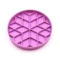 Round purple silicone pet lick mat for dogs and cats with geometric slow feeder grid - Slow Feeder Bowl-Rhombus Style / Beige