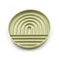 Grüne Silikon Haustier Anti Schling Napf für Hunde mit praktischem Rillen-Design. - Beige