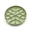 Silicone slow feeder pet bowl insert detail, geometric grid anti-choking cat dog bowl. - Diamond Slow Feeder Bowl - Grey-Green