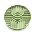 Alfombrilla de silicona verde redonda para perros comedero lento baño y entrenamiento. - Estilo Doble C