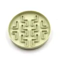 Round sage green silicone slow feeder bowl for pets with specialized maze pattern - Slow Feeder Bowl - Blocks Style / Beige