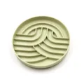 Grüne Haustier Anti-Schling-Napf Detailansicht mit wellenförmigem Design für Hunde. - Baum Langsamer Futternapf / Beige
