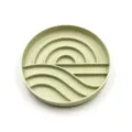 Durable light green silicone pet slow feeder mat with circular wave patterns for dogs - Slow Feeder Bowl-Sunrise Style / Beige