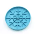 Round blue silicone slow feeder mat for pets featuring a snowflake ridge design - Slow Feeder Bowl-Snowflake Style / Beige