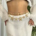 Goldene mehrlagige Bauchkette mit Seestern- und Muschelanhängern für den Strandurlaub. - Seestern Spleißen 3-Teiliges Set / Dreiteiliges Set / Gold