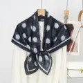 Zwarte witte stippen zijden sjaal vierkante omslagdoek elegante dames herfst sjaal - Stijl 3