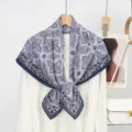 Elegant silk cashmere square scarf with double-sided vintage floral print for women fashion - 14