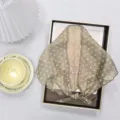 Green polka dot sheer organza triangular scarf women spring summer fashion hair band stylish - Light Coffee
