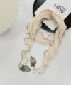 Elegante geplooide chiffon sjaal voor dames effen kleine halsdoek met bladhangers. - Beige