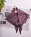 Paarse gebreide wolmix driehoek sjaal vrouwen herfst winter effen mode nekkerchief - Lichtpaars