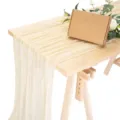 Camino de mesa de gasa arrugada de gasa muselina para decoración de boda fiesta - Beige