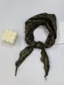 Cotton plaid triangular kerchief retro spring summer thin scarf versatile neck decor. - Green Checkered