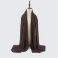 Vrouwen donkerbruin chiffon hijab sjaal lang effen omslagdoek islamitische hoofddeksel mode - 10 Stuks/Pak / Nr.17