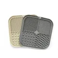 Durable square silicone pet lick mats in grey and beige for dog slow feeding enrichment - Slow Feeder Mat-Stone Style / Beige