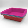 Detailed view of stackable square silicone baking molds, food-grade bread and cake pans. - Square Cake Mold with Handles / Pink