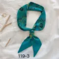 Turquoise smalle zijden sjaal met abstract patroon, chic lintaccessoire voor tas of haar. - Groen (1#)