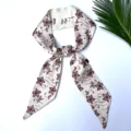 Bloemenprint twilly sjaal smalle haarband elegante taslint stijlvolle halsaccessoire - 3 Koffiebruine dennenbloem