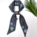 Zwarte smalle haar sjaal tas lint met gothische doodskop maan print stijlvolle accessoire voor dames - 8 Zwarte winter