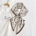 Chic paisley skinny silk scarf elegant vintage long neck ribbon for women handbag tie 89 - Style 9