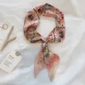 Stylish pink narrow silk scarf for women, versatile twilly headband and bag ribbon. - Tarot Pink