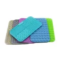 Colorful silicone pet lick mats with multiple textures and suction cups for slow feeding - Slow Feeder Mat-Rectangular / Beige
