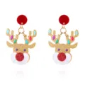 Festive Christmas reindeer drop earrings featuring gold glitter and red acrylic finish - Christmas Reindeer
