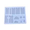 Detail view of transparent silicone mold showing various geometric shapes for pendant crafting - P041-02
