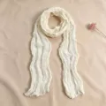 Vrouwen effen kleur lange gekreukte sjaal lichtgewicht casual wit mode halsdoek elegante omslag - Beige