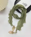 Groene geplooide sjaal voor vrouwen met delicate bladhanger Koreaanse stijl lichtgewicht halsdoek. - Grijs