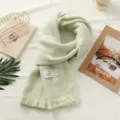 Cozy light green woven scarf for women, soft winter warm winter neckwear with cute bear label. - Fresh Style Green