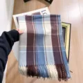 Winter ruitjes sjaal van imitatie kasjmier met franjes, zachte warme stijlvolle unisex sjaal. - Blauw-grijze Britse ruit