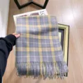 Winter warme imitatie kasjmier ruitjes sjaal, dikke franje halsdoek voor dames en heren. - Regenboogruit grijs
