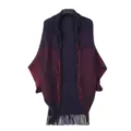 Stijlvol gebreide kwast sjaal cardigan voor vrouwen, gegradueerde open voorkant cape. - 160cm / Paars