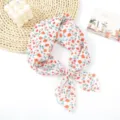 Kleine sjaal met bloemenprint, elegante vierkante halsdoek, zomer vrouwen stijlvolle sjaal. - Kleine vierkante sjaal 2 (rode knop)