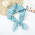 Leuke blauwe kat print katoen linnen kleine vierkante sjaal stijlvolle halsdoek vrouw - Kleine vierkante handdoek nr. 7 - Kat