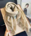 Korean solid color lace edge square scarf women summer shawl spring chic fashion style - Khaki