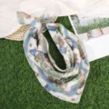 Katoen linnen kleine vierkante sjaal dames, lente zomer bloemen konijn print halsdoek haarband. - Schattig Konijn