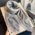 Elegant grey square scarf with delicate lace trim, perfect for summer styling and elegant shawl. - Light Gray
