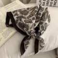 Vintage paisley katoen linnen kleine vierkante sjaal decoratief lint detail overzicht - Stijl 8