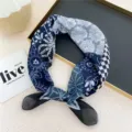 Kleine vierkante sjaal met paisley print haarband en mode halsdoek voor dames - Ruiten met zwarte rand / 58