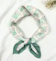 Vintage bloemige vierkante sjaal, katoen linnen halsdoek, elegante retro nek wrap. - Groen Boeket