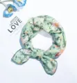 Cotton linen floral square scarf, light green breathable summer neckerchief for stylish women. - 2 Jade Pomegranate Fruit