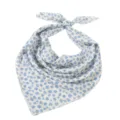 Cotton linen small floral square scarf breathable soft summer neckerchief women decorative bandana - 14 Light Blue Four-Leaf Clover