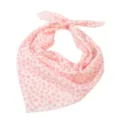 Pink floral cotton linen square scarf women summer breathable vintage cute decorative neckerchief - 15 Pink Four-Leaf Clover